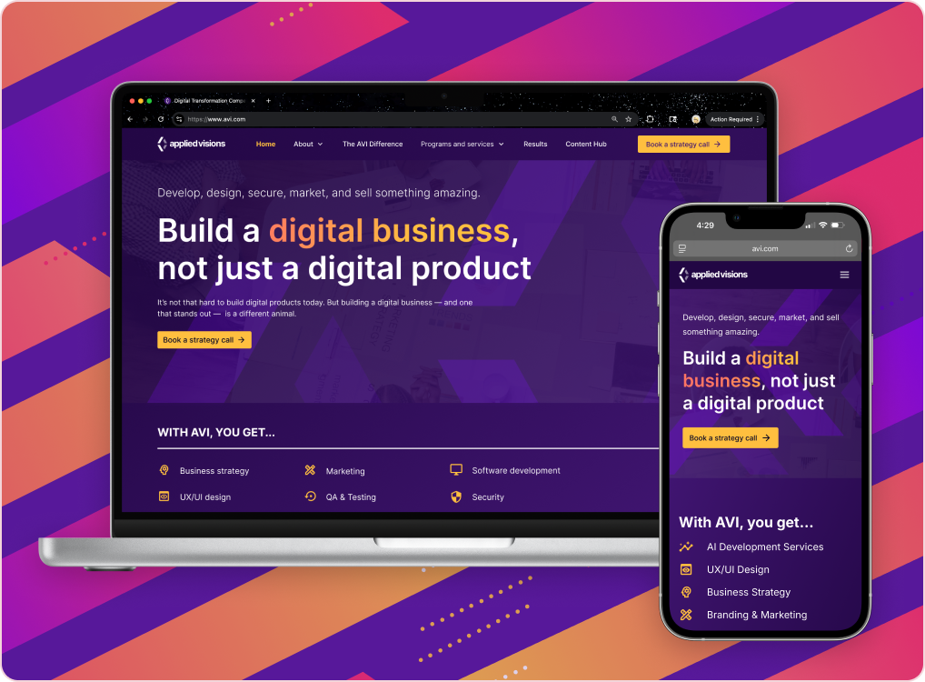 Applied Visions website and marketing materials preview