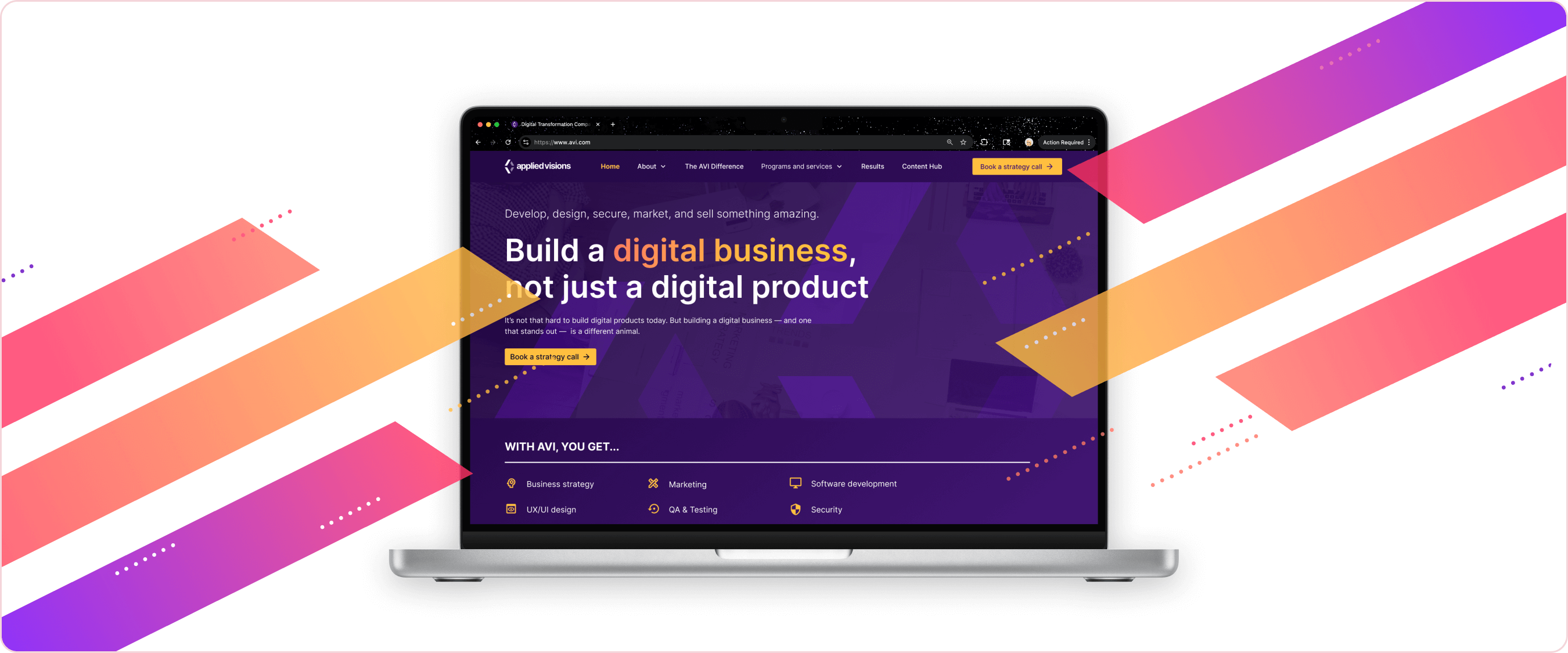 Applied Visions desktop mockup of homepage