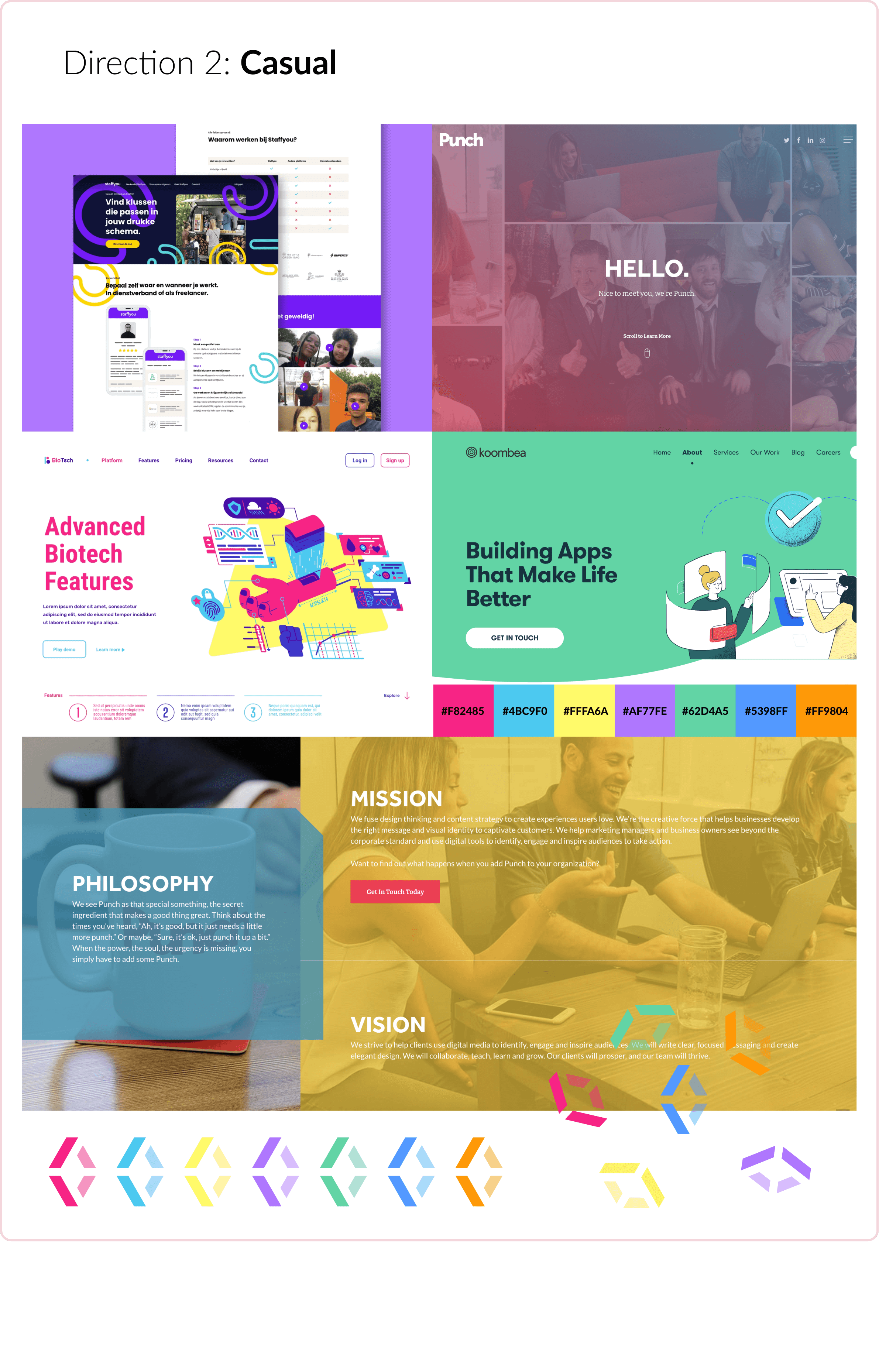 Applied Visions moodboard two - a saturated, colorful, and 'casual' approach