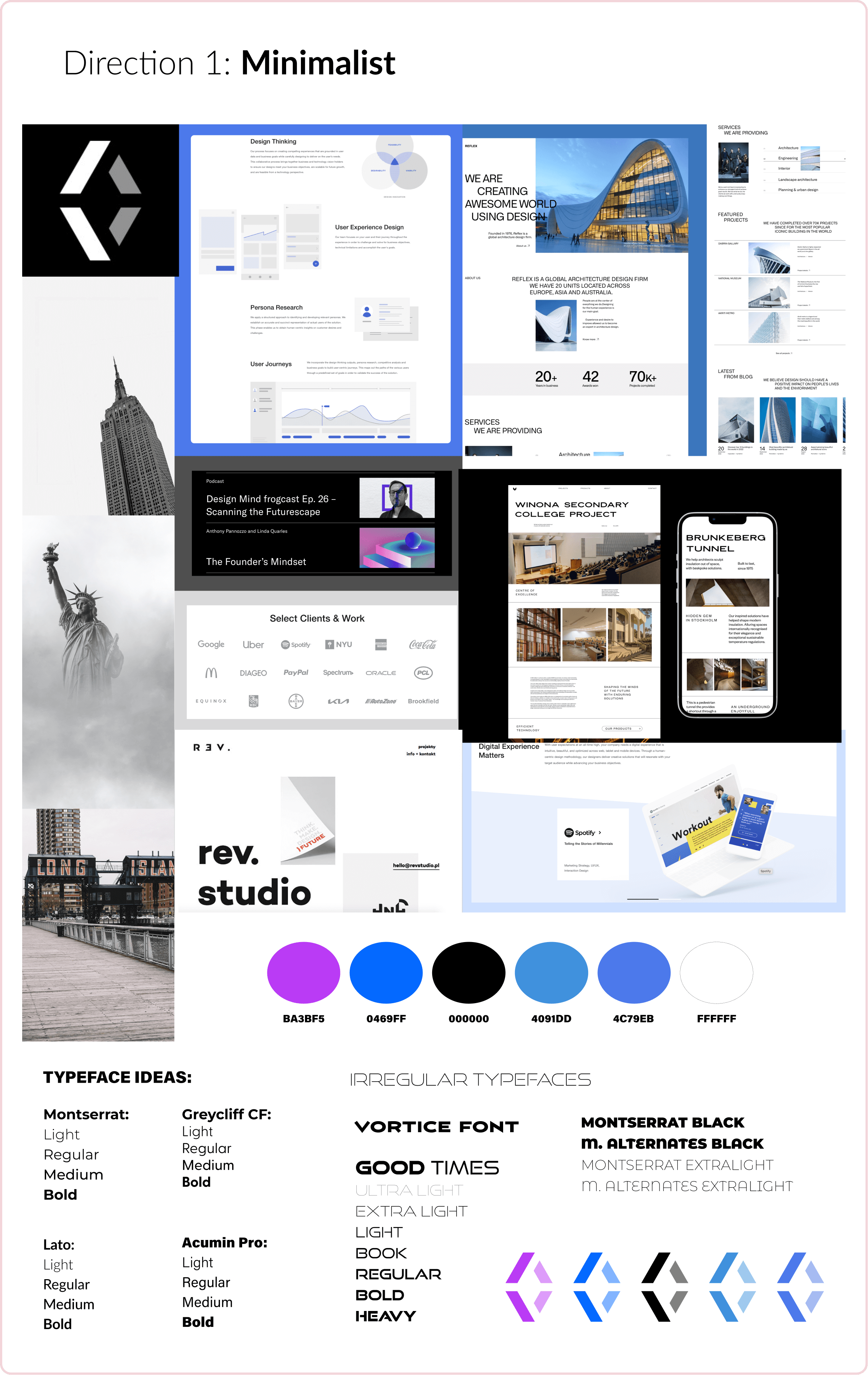 Applied Visions moodboard one - a minimalist approach - white, blue, sedated