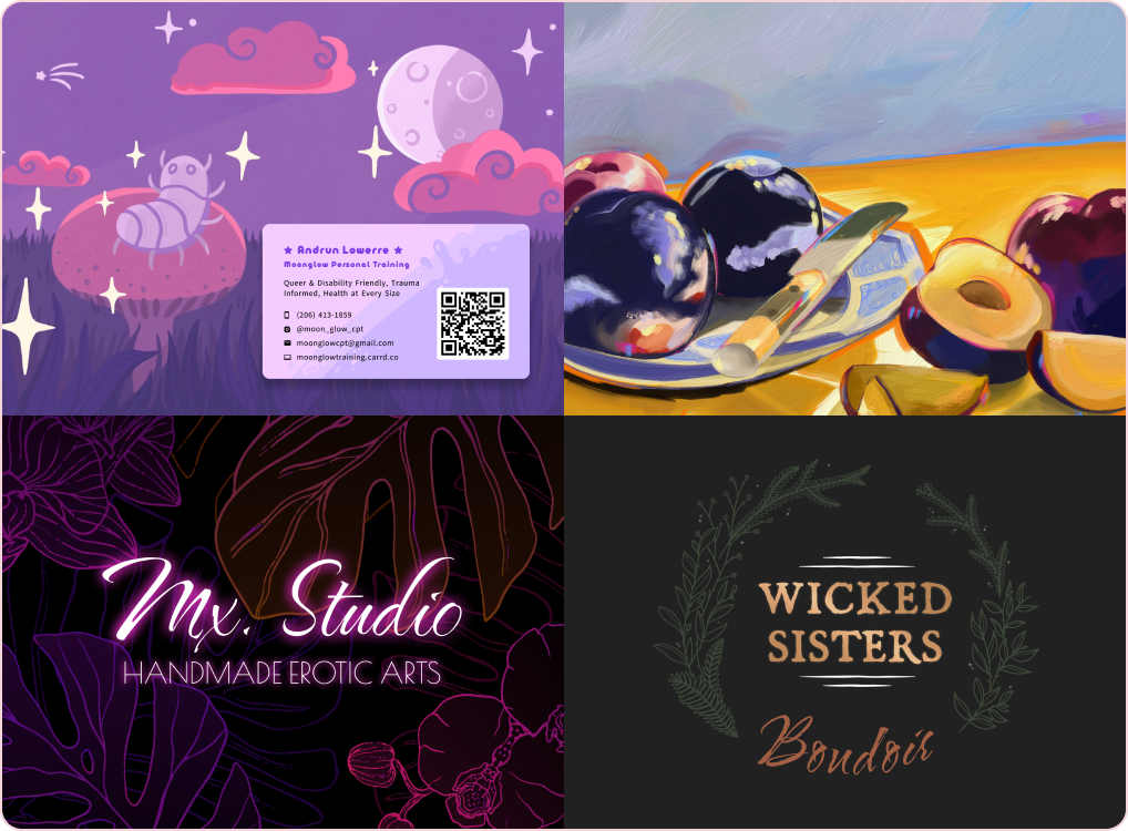 Collection of small business projects and illustrations