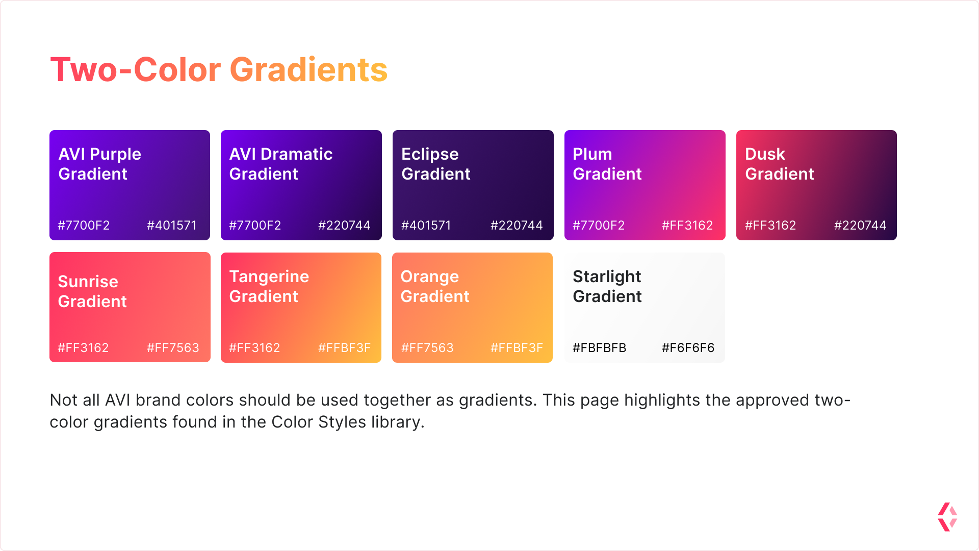 Applied Visions design system  - colors laid out side by side with rules